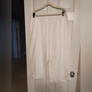 Eileen Fisher White Wide Leg Cropped Knit Pants